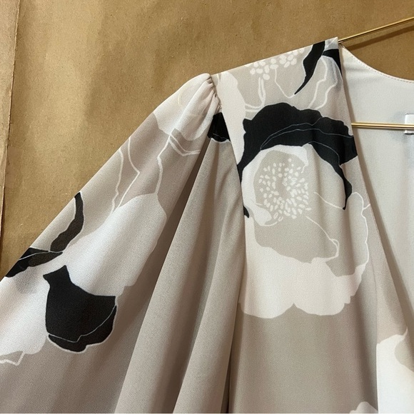 Shona Joy | Flora Tie Front Mini Dress Floral Chiffon Bishop Sleeve Size 2 - Picture 11 of 16